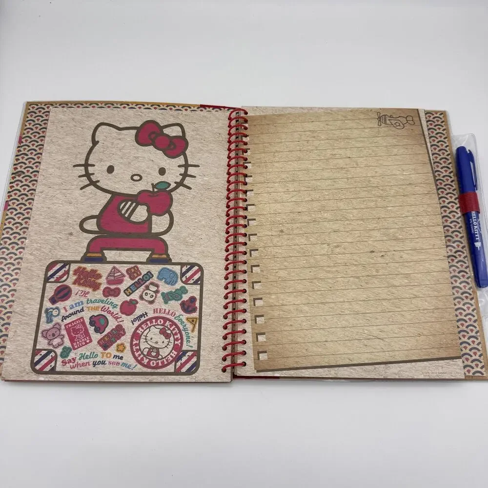 Hello Kitty Journal Notebook Spiral Nautical Travel 40 Sheets Pen Sanrio Y2K